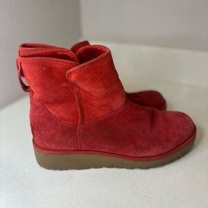 UGG Mini Boots Suede Ankle RED Shoes - Winter Warm Casual Lined - Womens 9.5